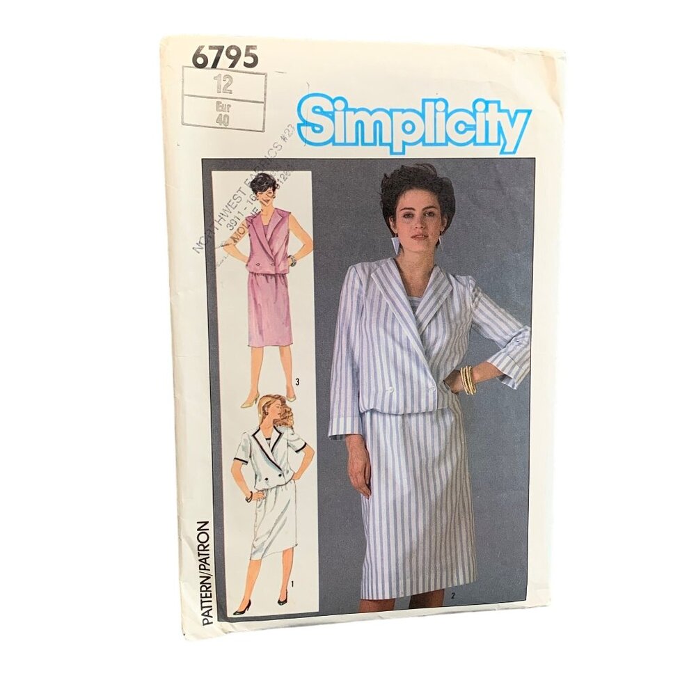 Simplicity 6795 Women's Dress & Jacket Sewing Pattern Size 12 - uncut